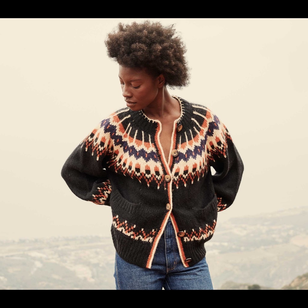 DÔEN Fair Isle Knit Cardigan